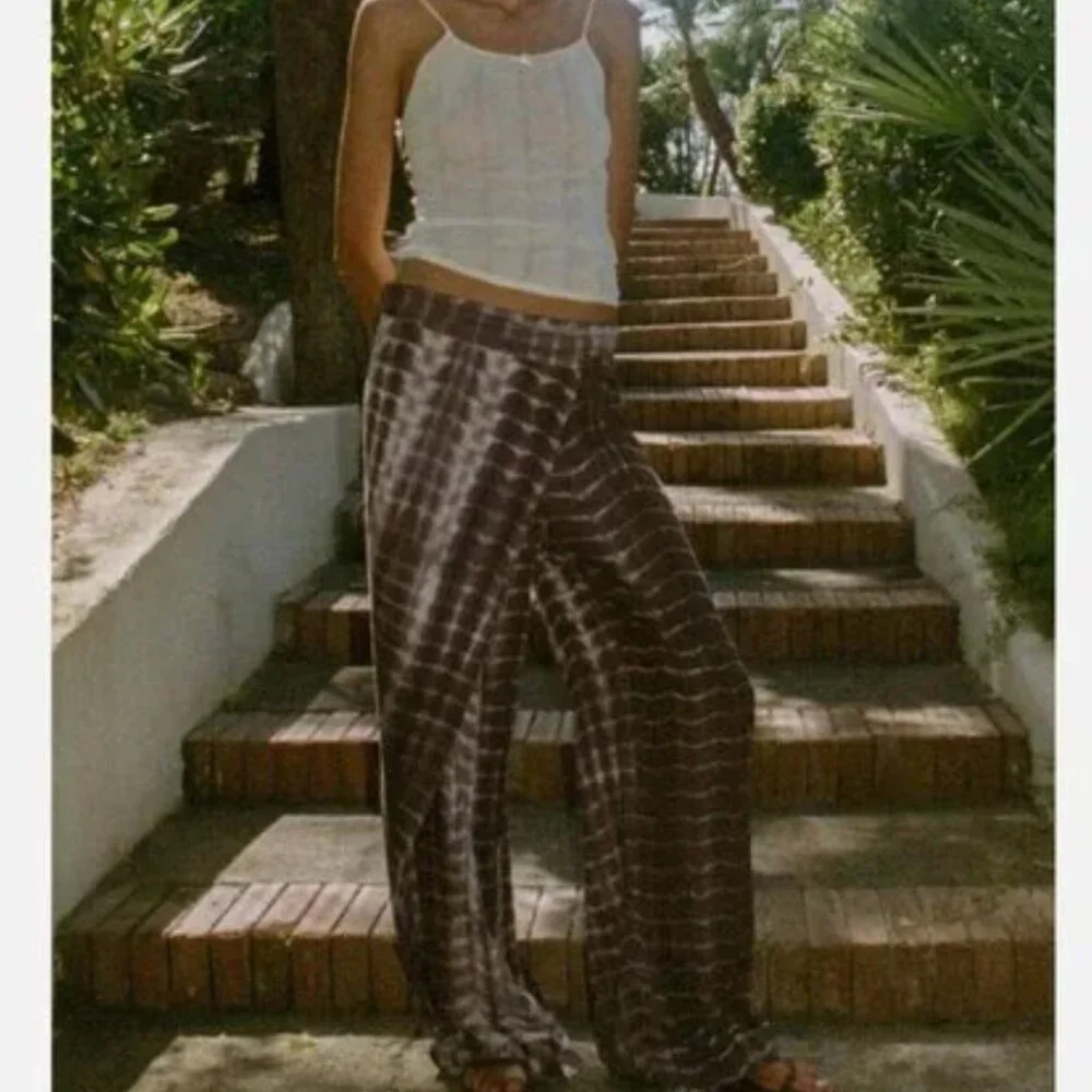 NWT ZARA Tie-Dye Wrap Trousers Bloggers Fave Linen Blend XL